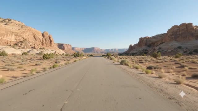 Road through a desert canyon
